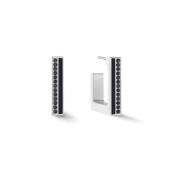 COEUR DE LION Ohrstecker-Ohrringe Creolen Quadratische Streifen 20 Silber-Schwarz