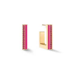 COEUR DE LION Ohrstecker-Ohrringe Creolen Quadratische Streifen 20 Gold-Rosa