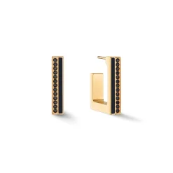 COEUR DE LION Ohrstecker-Ohrringe Creolen Quadratische Streifen 20 Gold-Schwarz