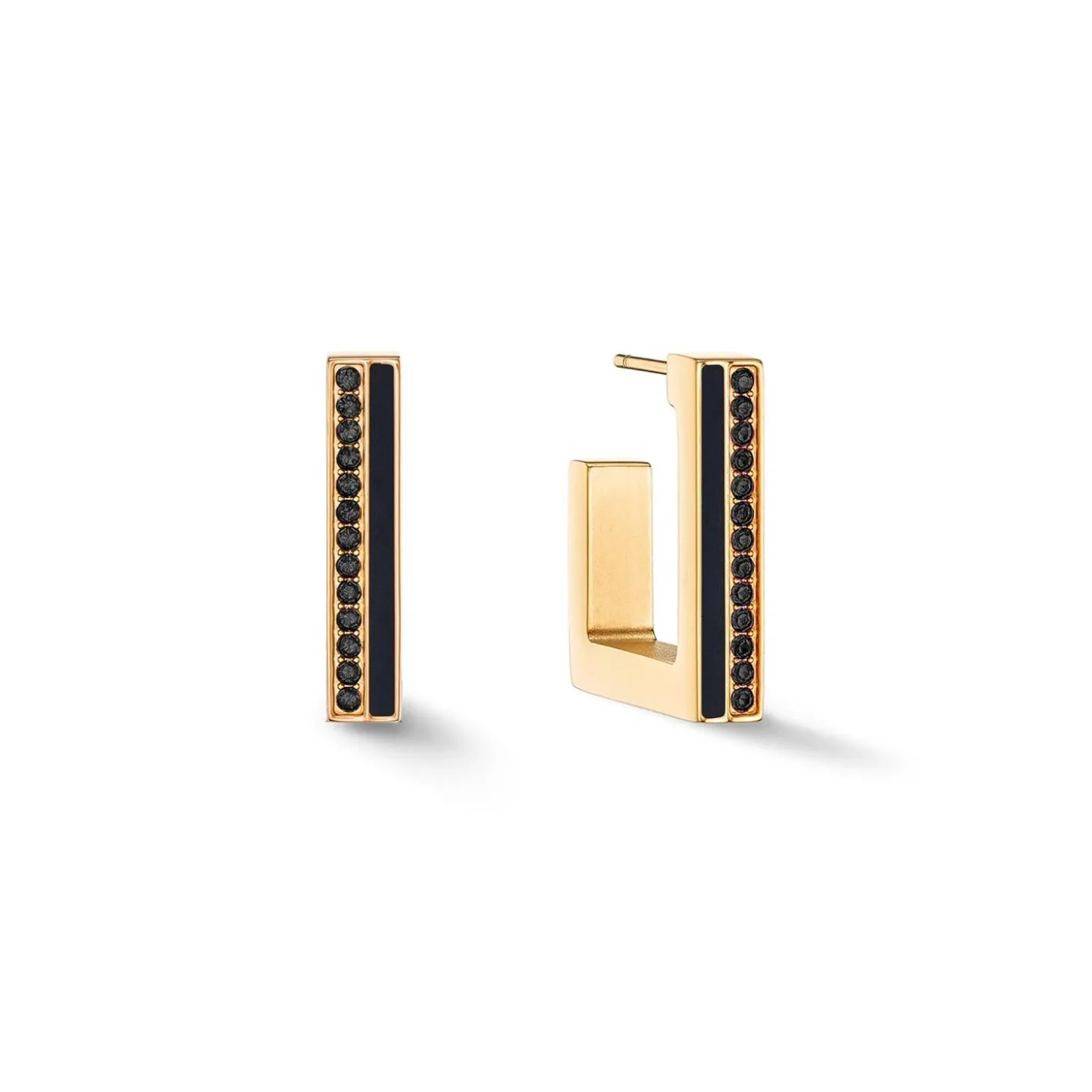 COEUR DE LION Coeur Essentials-Ohrringe Creolen Quadratische Streifen 20 Gold-Schwarz