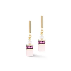 COEUR DE LION Ohrstecker-Ohrringe Geocube® Fusion Precious Pearl Mix Gold-Rosa