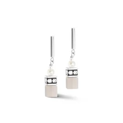 COEUR DE LION Perlenohrringe-Ohrringe Geocube® Fusion Precious Pearl Mix Silbergrau
