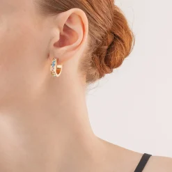 COEUR DE LION Kristallohrringe-Ohrringe Kreolen 20 Edelstahl & Kristalle Gold Multi Pastell