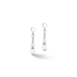 COEUR DE LION Ohrstecker-Ohrringe Mini Cubes & Pearls Mix Silber-Weiß