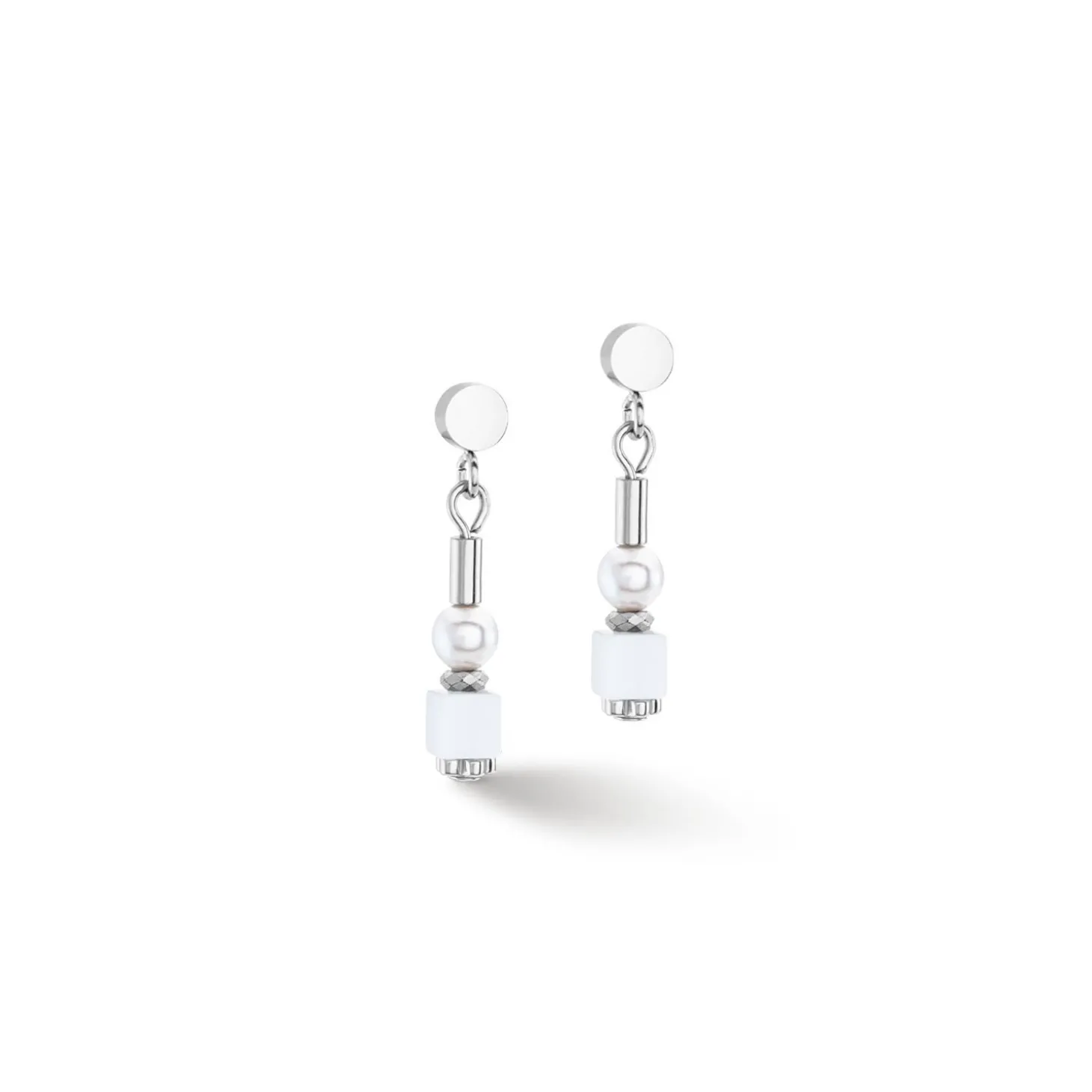 COEUR DE LION Ohrstecker-Ohrringe Mini Cubes & Pearls Mix Silber-Weiß