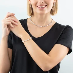 COEUR DE LION Ohrstecker-Ohrringe Mini Cubes & Pearls Mix Silber-Weiß