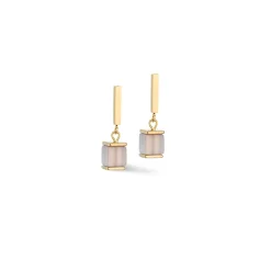 COEUR DE LION Ohrstecker-Ohrringe Precious Statement Cubes Grau-Pfirsich
