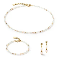 COEUR DE LION Edelsteinohrringe-Ohrringe Romantische Süßwasserperlen & Rosenquarz Gold