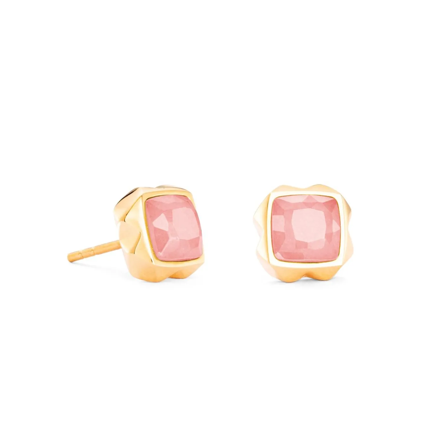 COEUR DE LION Coeur Essentials-Ohrringe Spikes Quadrat Rosenquarz Gold-Rosa