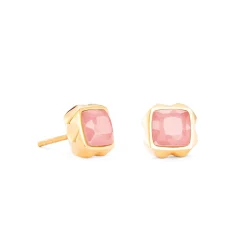 COEUR DE LION Edelsteinohrringe-Ohrringe Spikes Quadrat Rosenquarz Gold-Rosa