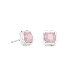 COEUR DE LION Ohrstecker-Ohrringe Spikes Quadratischer Rosenquarz Silber-Rosa