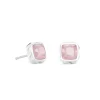 COEUR DE LION Edelsteinohrringe-Ohrringe Spikes Quadratischer Rosenquarz Silber-Rosa