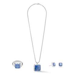 COEUR DE LION Edelsteinohrringe-Ohrringe Spikes Quadratisch Aventurin Silber-Blau