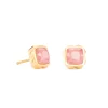 COEUR DE LION Ohrstecker-Ohrringe Spikes Square Rosenquarz Gold-Pink