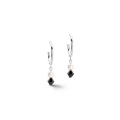 COEUR DE LION Kristallohrringe-Ohrringe-Halsband Mysteriöses Silber-Schwarz