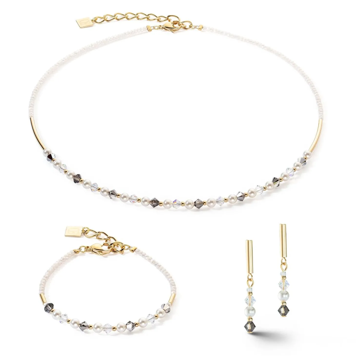 COEUR DE LION Ohrstecker-Princess Pearls Ohrringe in Grau-Kristall