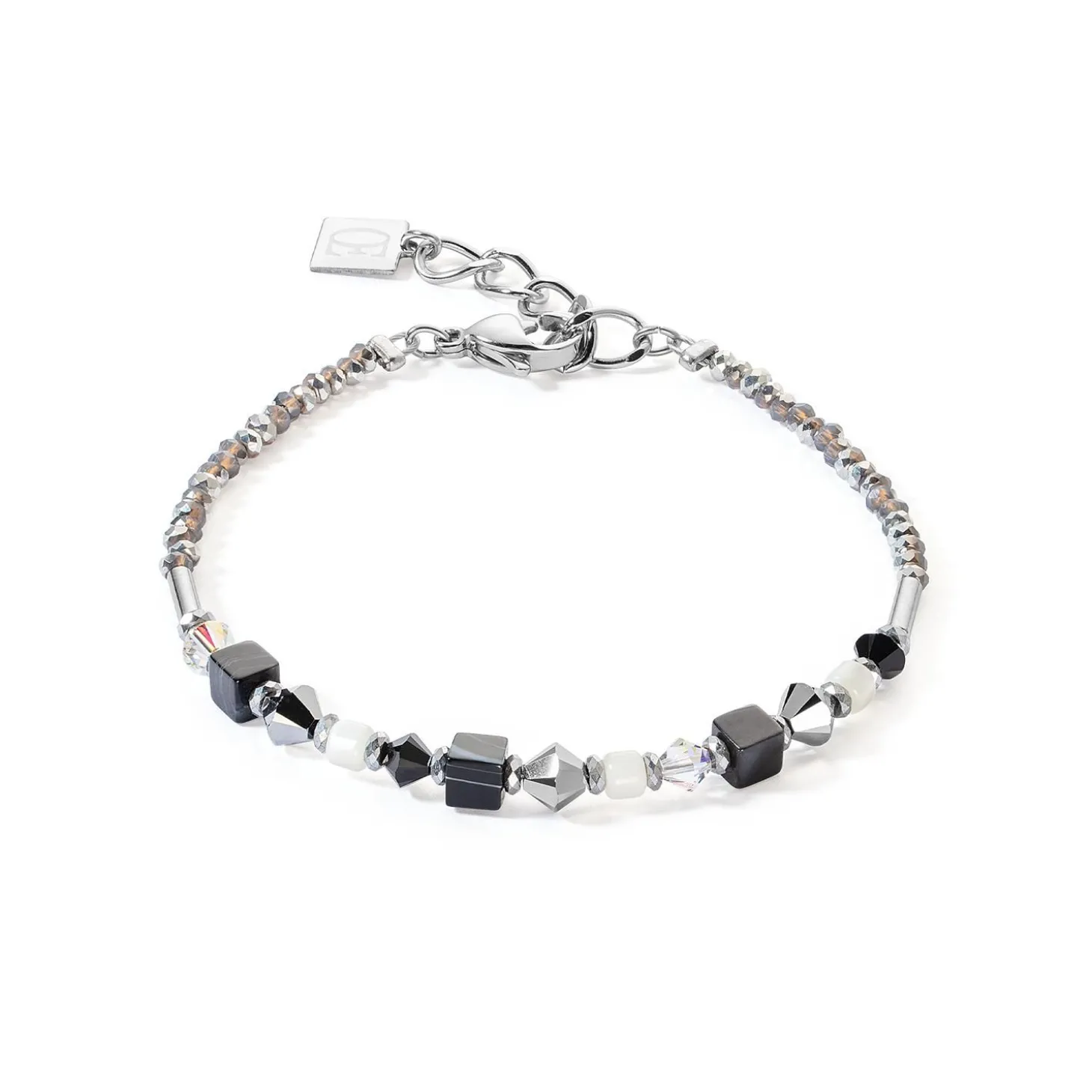COEUR DE LION Edelsteinarmbänder-Princess Shape Mix Armband Schwarz-Weiß