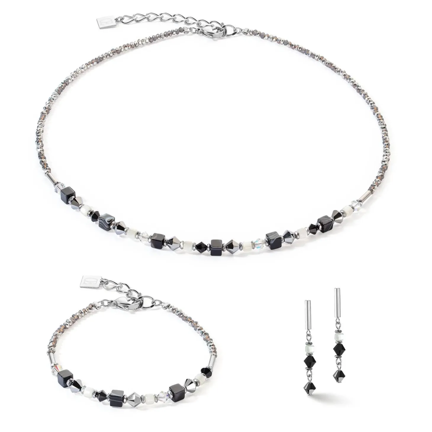 COEUR DE LION Edelsteinarmbänder-Princess Shape Mix Armband Schwarz-Weiß