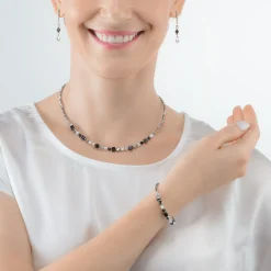 COEUR DE LION Edelsteinarmbänder-Princess Shape Mix Armband Schwarz-Weiß