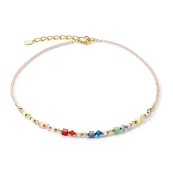 COEUR DE LION Echter Stein-Princess Shape Mix Halskette Dopamin