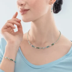 COEUR DE LION Echter Stein-Princess Shape Mix Halskette Mintgrün