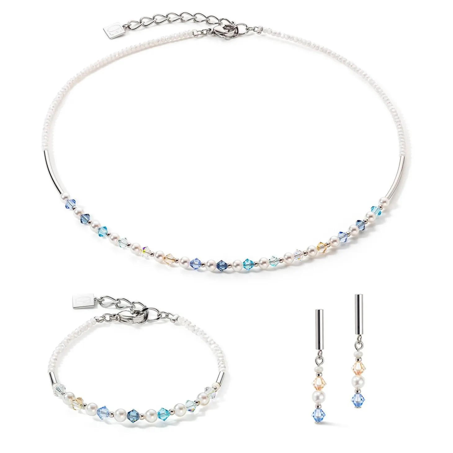 COEUR DE LION Hochzeit-Prinzessin Perlen Ohrringe Silber Hellblau