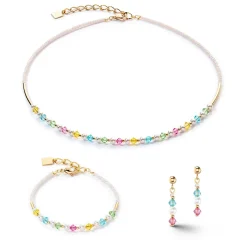 COEUR DE LION Kristallohrringe-Prinzessinnen-Perlen-Ohrringe, Gold, mehrfarbig