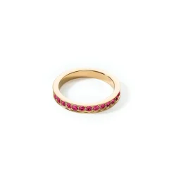 COEUR DE LION Coeur Essentials-Ring aus Edelstahl und Kristallen in Gold und Rosa