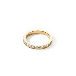 COEUR DE LION Kristallringe-Ring aus Edelstahl und Kristallen, schlanker Goldkristall
