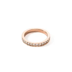 COEUR DE LION Kristallringe-Ring aus Edelstahl und Kristallen, schlanker Roségold-Kristall