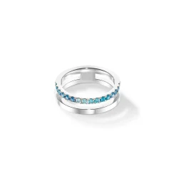 COEUR DE LION Coeur Essentials-Ring der ewigen Einheit Silber-Blau