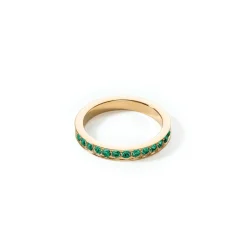 COEUR DE LION Coeur Essentials-Ring Edelstahl & Kristalle Gold Dunkelgrün