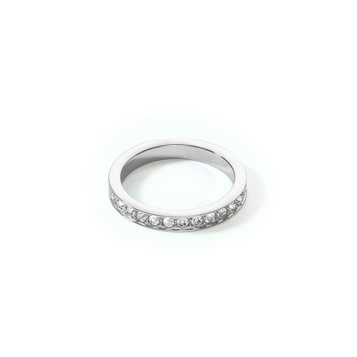 COEUR DE LION Coeur Essentials-Ring Edelstahl & Kristalle Slim Silber Kristall