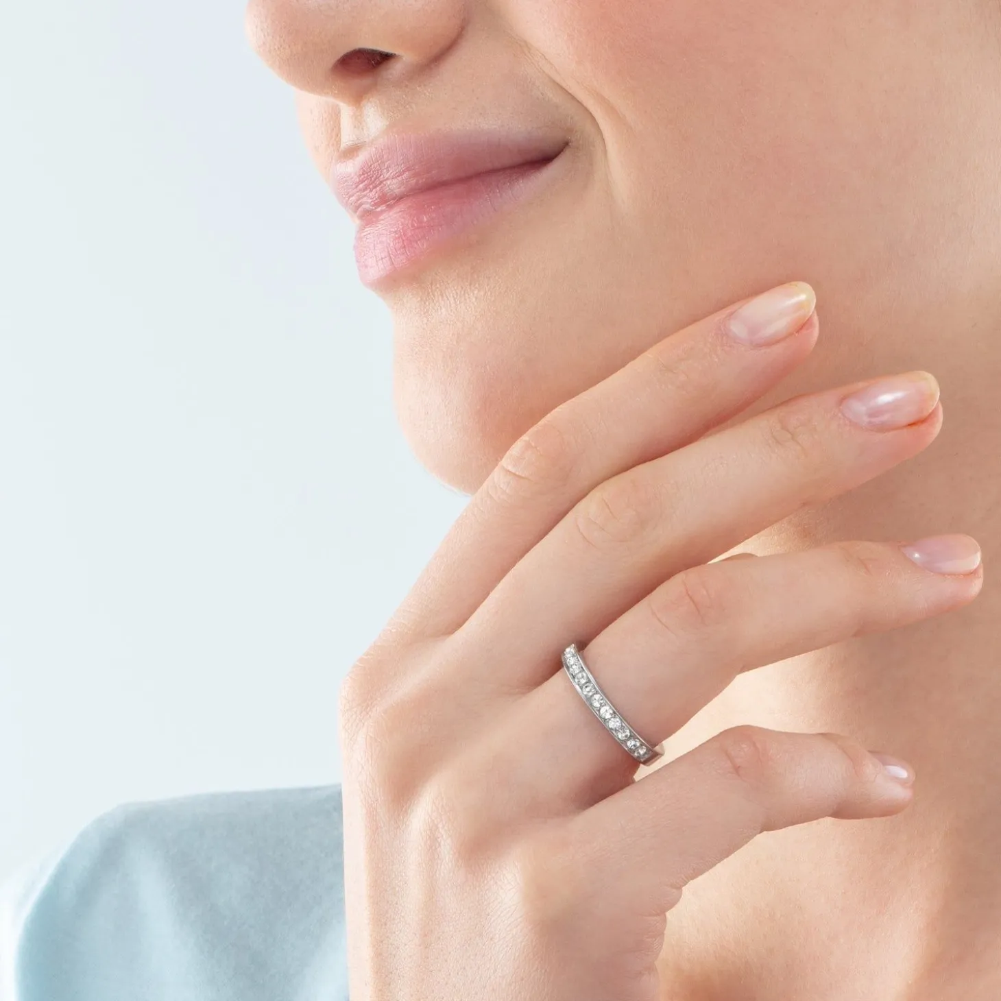 COEUR DE LION Coeur Essentials-Ring Edelstahl & Kristalle Slim Silber Kristall