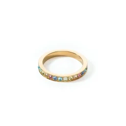 COEUR DE LION Coeur Essentials-Ring Edelstahl & Kristalle Slim Gold Mehrfarbig Pastell