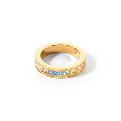 COEUR DE LION Kristallringe-Ring Edelstahl & Kristalle Gold Multi Pastell