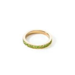 COEUR DE LION Kristallringe-Ring Edelstahl & Kristalle Slim Gold Grün