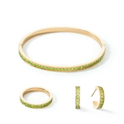 COEUR DE LION Kristallringe-Ring Edelstahl & Kristalle Slim Gold Grün