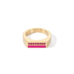 COEUR DE LION Coeur Essentials-Ring Quadratische Streifen Gold-Rosa