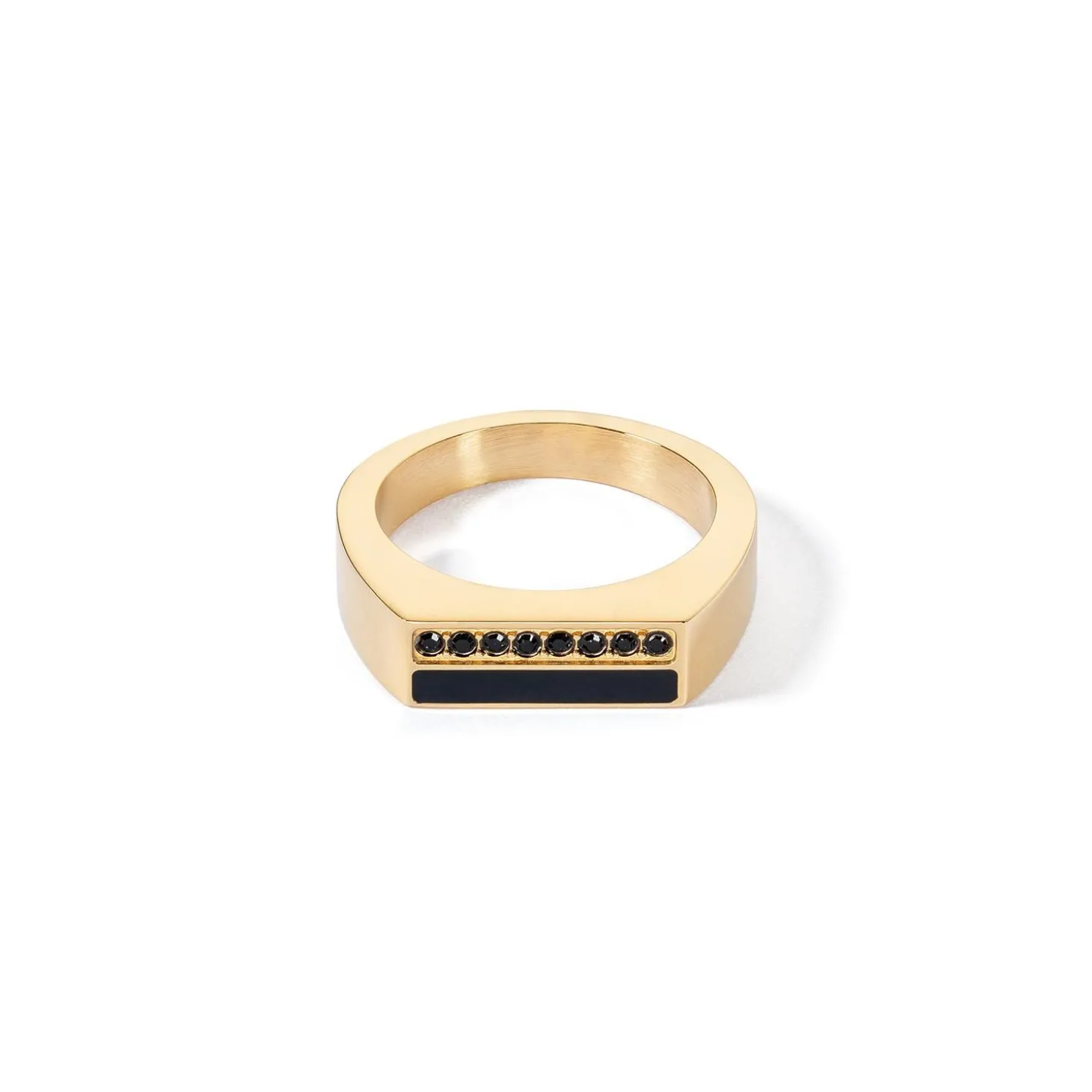 COEUR DE LION Coeur Essentials-Ring Quadratische Streifen Gold-Schwarz