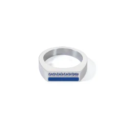 COEUR DE LION Unisex Edition-Ring Quadratische Streifen Silber-Blau