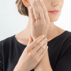 COEUR DE LION Mix&And&Match-Ringe-Ring Quadratische Streifen Gold-Rosa