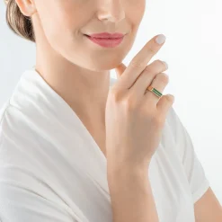COEUR DE LION Mix&And&Match-Ringe-Ring Quadratische Streifen Gold-Grün