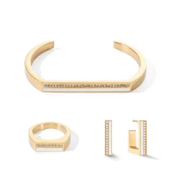 COEUR DE LION Mix&And&Match-Ringe-Ring Quadratische Streifen Gold-Weiß