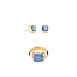 COEUR DE LION Coeur Essentials-Ring Spikes Quadratischer Aventurin Gold-Blau
