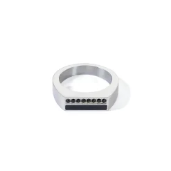 COEUR DE LION Aber-Ring Square Stripes Silber-Schwarz