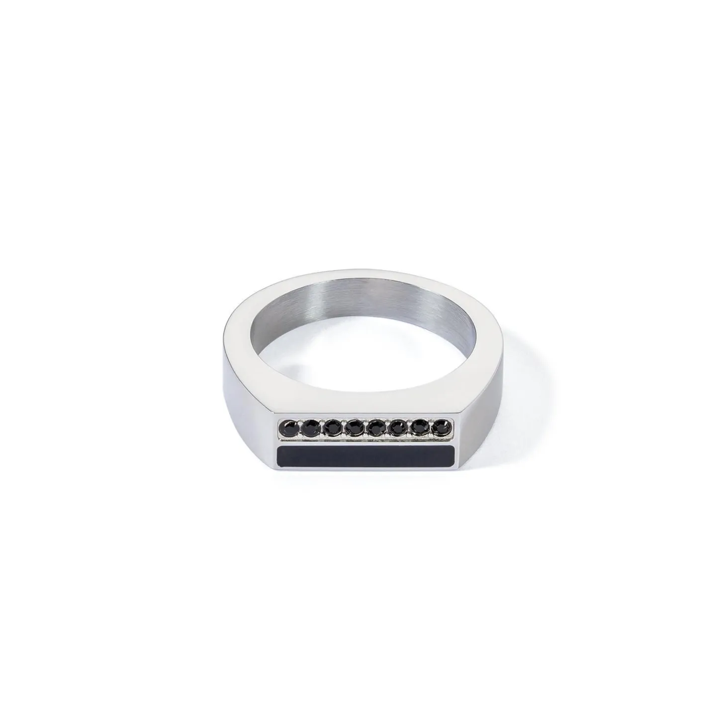 COEUR DE LION Kristallringe-Ring Square Stripes Silber-Schwarz