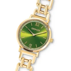 COEUR DE LION Uhren-Sehen Sie sich die Runde Sparkling Fabulous Green Statement Gold an
