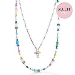 COEUR DE LION Echter Stein-Sommertraum-Halskette, mehrfarbig, Pastellfarben
