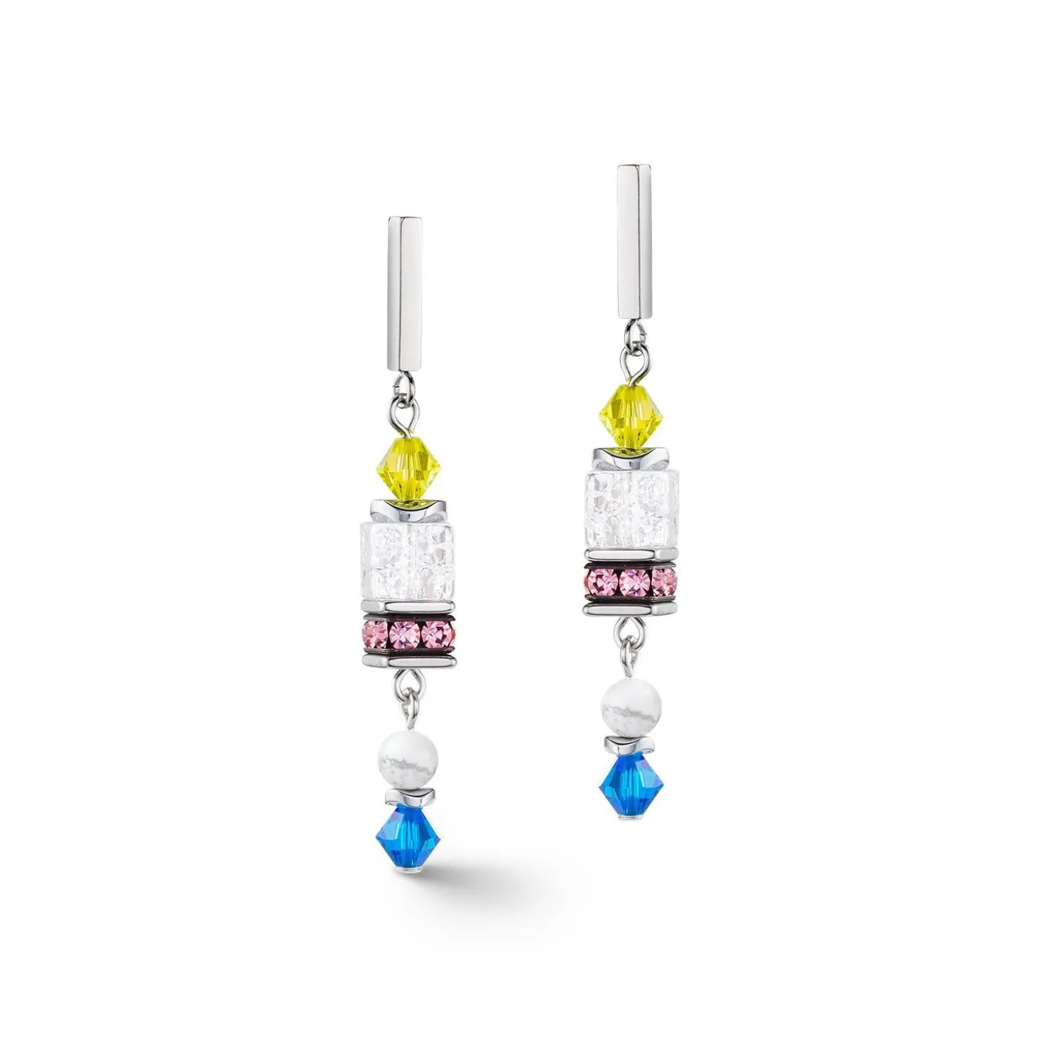 COEUR DE LION Echter Stein-Sommertraum-Ohrringe, mehrfarbig, Pastellfarben